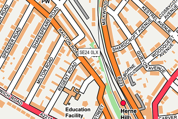 SE24 0LX map - OS OpenMap – Local (Ordnance Survey)