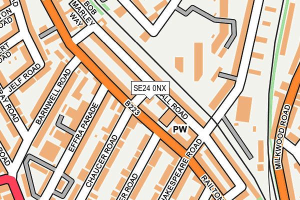 SE24 0NX map - OS OpenMap – Local (Ordnance Survey)