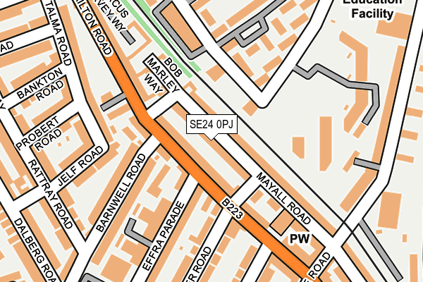 SE24 0PJ map - OS OpenMap – Local (Ordnance Survey)