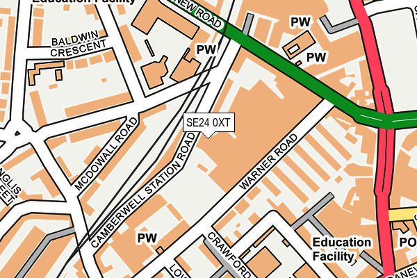 SE24 0XT map - OS OpenMap – Local (Ordnance Survey)
