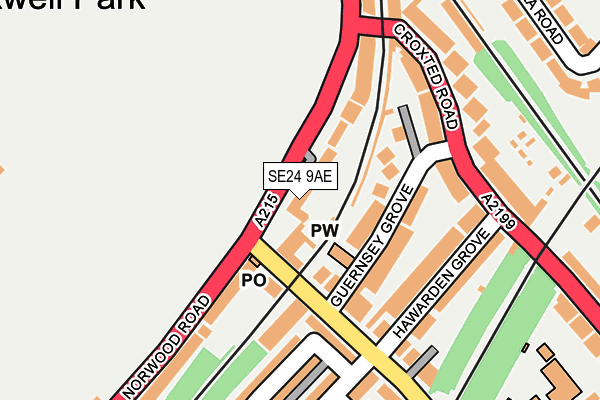 SE24 9AE map - OS OpenMap – Local (Ordnance Survey)