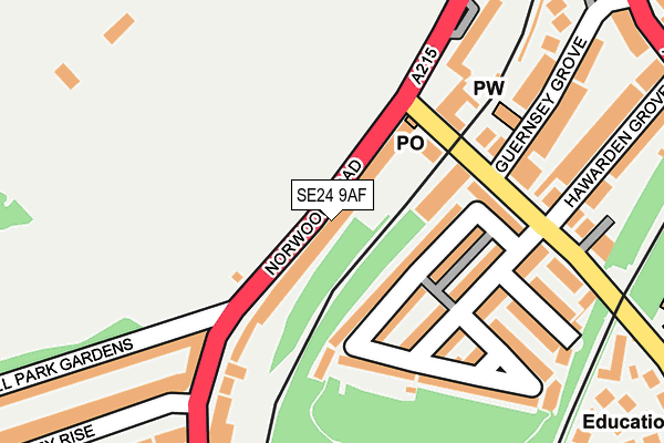 SE24 9AF map - OS OpenMap – Local (Ordnance Survey)