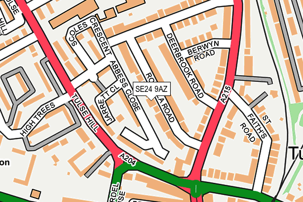 SE24 9AZ map - OS OpenMap – Local (Ordnance Survey)