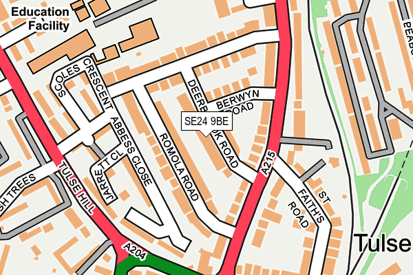 SE24 9BE map - OS OpenMap – Local (Ordnance Survey)
