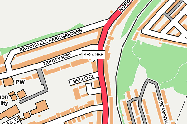 SE24 9BH map - OS OpenMap – Local (Ordnance Survey)