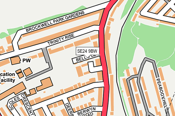 SE24 9BW map - OS OpenMap – Local (Ordnance Survey)