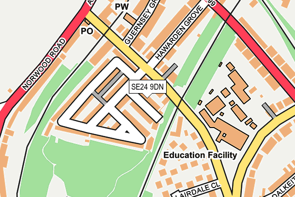 SE24 9DN map - OS OpenMap – Local (Ordnance Survey)