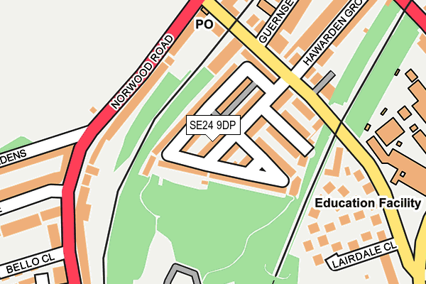 SE24 9DP map - OS OpenMap – Local (Ordnance Survey)