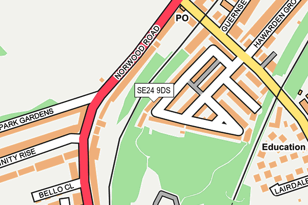 SE24 9DS map - OS OpenMap – Local (Ordnance Survey)