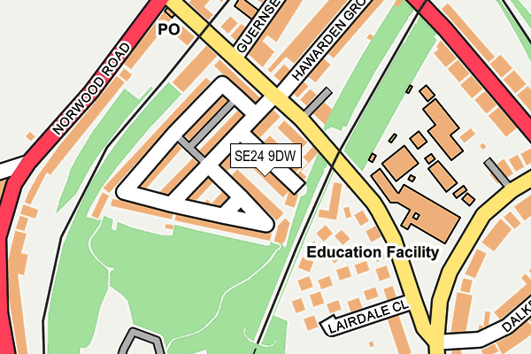 SE24 9DW map - OS OpenMap – Local (Ordnance Survey)