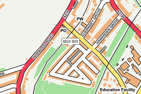 SE24 9DX map - OS OpenMap – Local (Ordnance Survey)