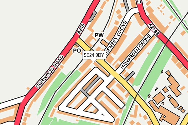 SE24 9DY map - OS OpenMap – Local (Ordnance Survey)