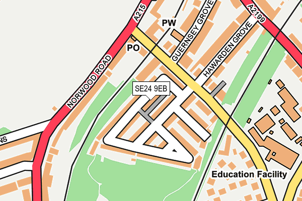 SE24 9EB map - OS OpenMap – Local (Ordnance Survey)