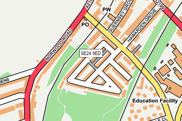 SE24 9ED map - OS OpenMap – Local (Ordnance Survey)