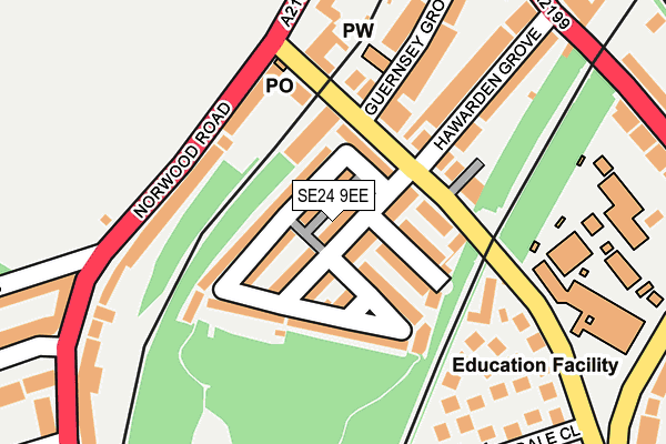 SE24 9EE map - OS OpenMap – Local (Ordnance Survey)