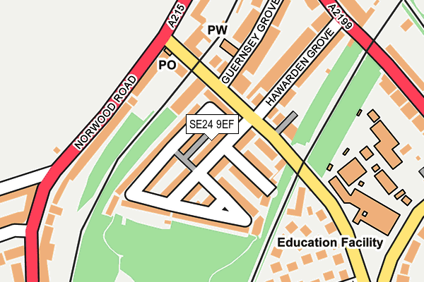 SE24 9EF map - OS OpenMap – Local (Ordnance Survey)