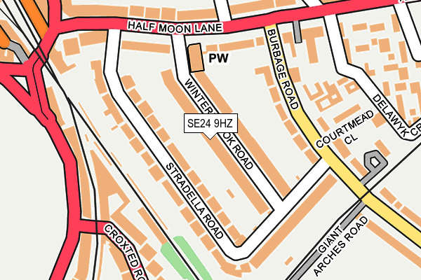SE24 9HZ map - OS OpenMap – Local (Ordnance Survey)