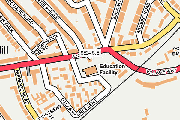 SE24 9JE map - OS OpenMap – Local (Ordnance Survey)