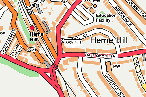 SE24 9JU map - OS OpenMap – Local (Ordnance Survey)