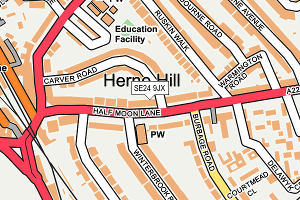 SE24 9JX map - OS OpenMap – Local (Ordnance Survey)
