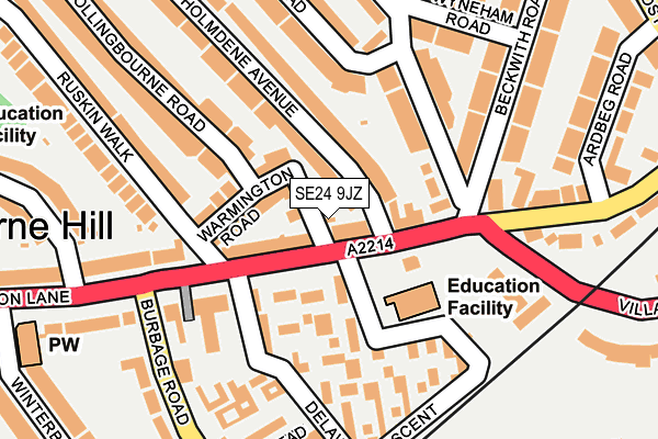 SE24 9JZ map - OS OpenMap – Local (Ordnance Survey)
