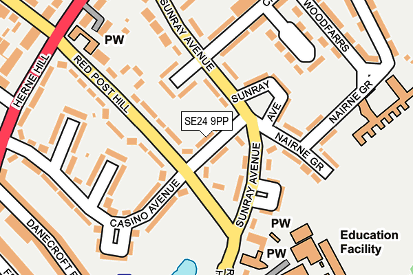 SE24 9PP map - OS OpenMap – Local (Ordnance Survey)