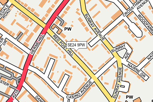 SE24 9PW map - OS OpenMap – Local (Ordnance Survey)