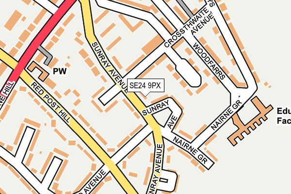 SE24 9PX map - OS OpenMap – Local (Ordnance Survey)