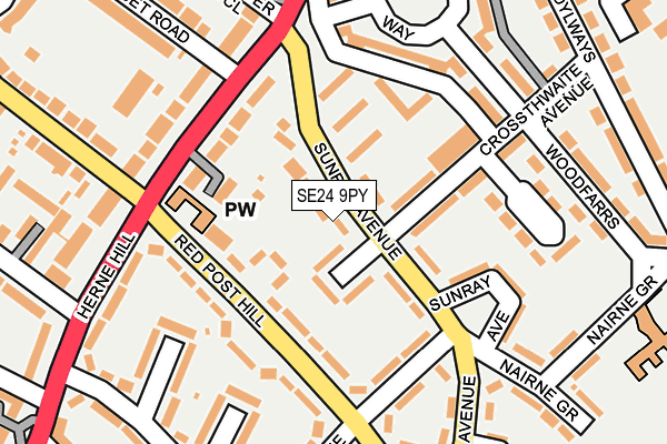 SE24 9PY map - OS OpenMap – Local (Ordnance Survey)