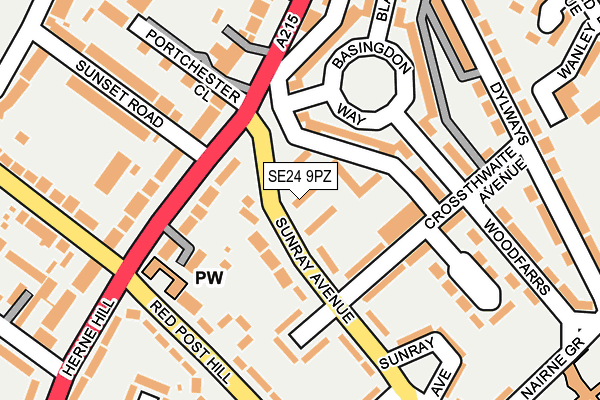 SE24 9PZ map - OS OpenMap – Local (Ordnance Survey)