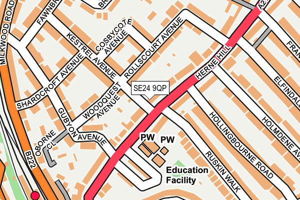SE24 9QP map - OS OpenMap – Local (Ordnance Survey)