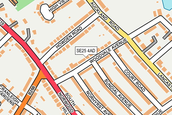 SE25 4AD map - OS OpenMap – Local (Ordnance Survey)