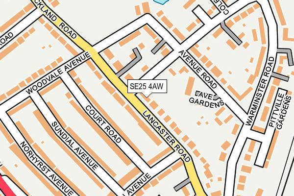 SE25 4AW map - OS OpenMap – Local (Ordnance Survey)