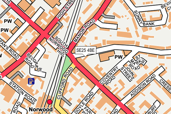 SE25 4BE map - OS OpenMap – Local (Ordnance Survey)