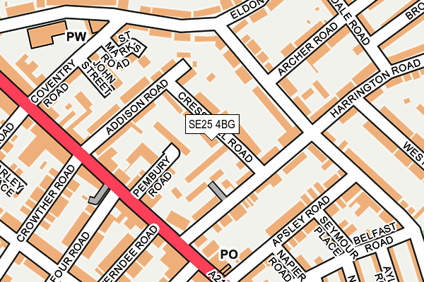SE25 4BG map - OS OpenMap – Local (Ordnance Survey)