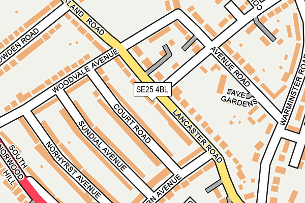 SE25 4BL map - OS OpenMap – Local (Ordnance Survey)