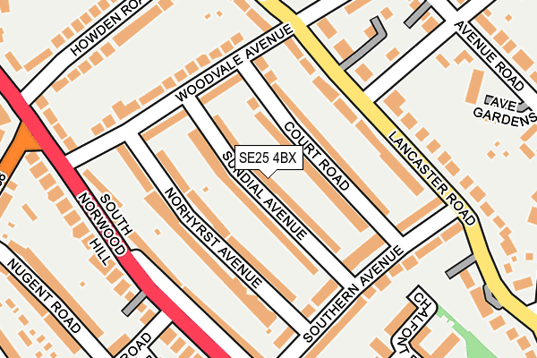 SE25 4BX map - OS OpenMap – Local (Ordnance Survey)