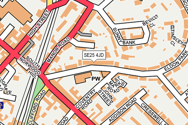SE25 4JD map - OS OpenMap – Local (Ordnance Survey)