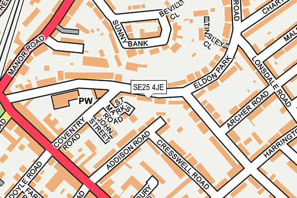 SE25 4JE map - OS OpenMap – Local (Ordnance Survey)