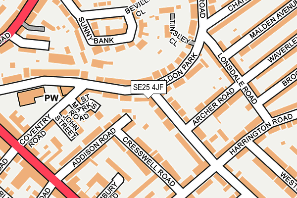 SE25 4JF map - OS OpenMap – Local (Ordnance Survey)