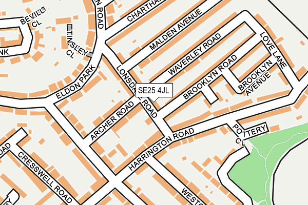 SE25 4JL map - OS OpenMap – Local (Ordnance Survey)