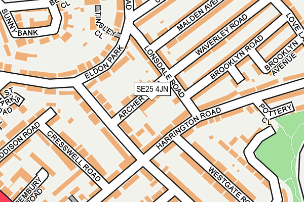 SE25 4JN map - OS OpenMap – Local (Ordnance Survey)