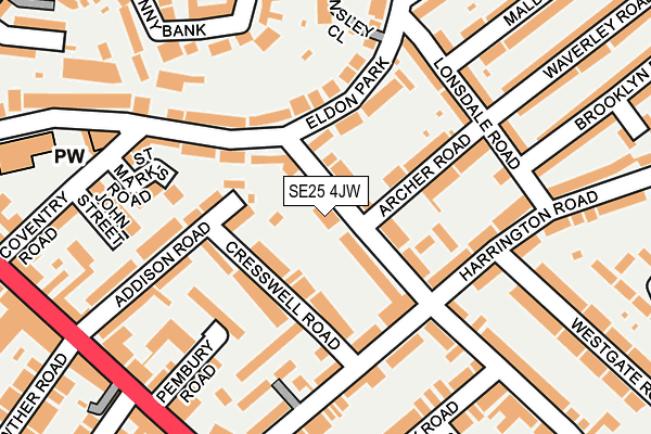 SE25 4JW map - OS OpenMap – Local (Ordnance Survey)