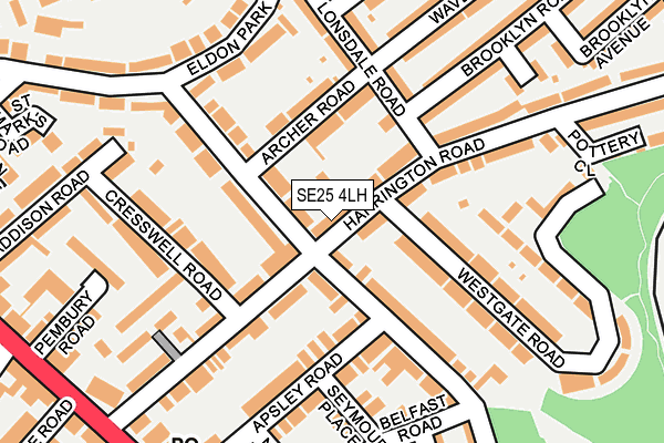 SE25 4LH map - OS OpenMap – Local (Ordnance Survey)