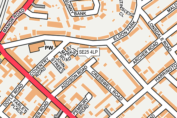 SE25 4LP map - OS OpenMap – Local (Ordnance Survey)