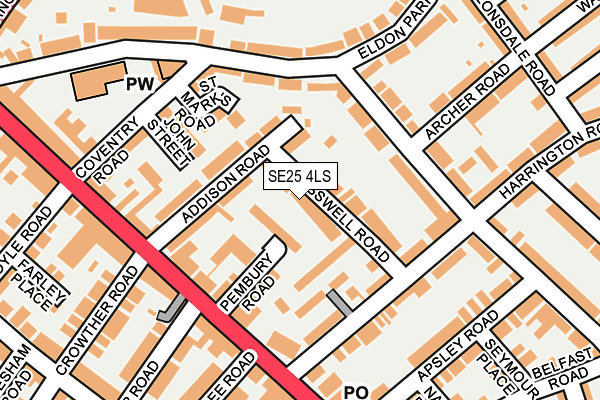SE25 4LS map - OS OpenMap – Local (Ordnance Survey)