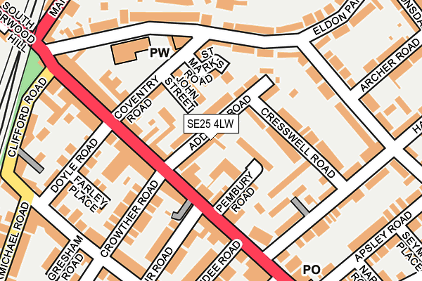 SE25 4LW map - OS OpenMap – Local (Ordnance Survey)