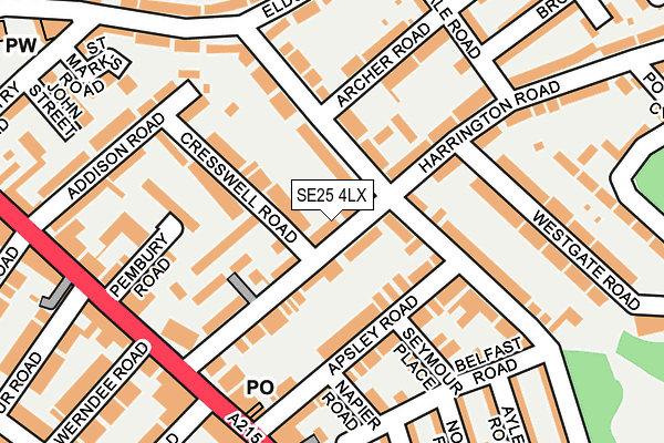SE25 4LX map - OS OpenMap – Local (Ordnance Survey)