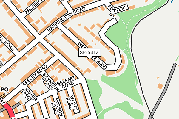 SE25 4LZ map - OS OpenMap – Local (Ordnance Survey)