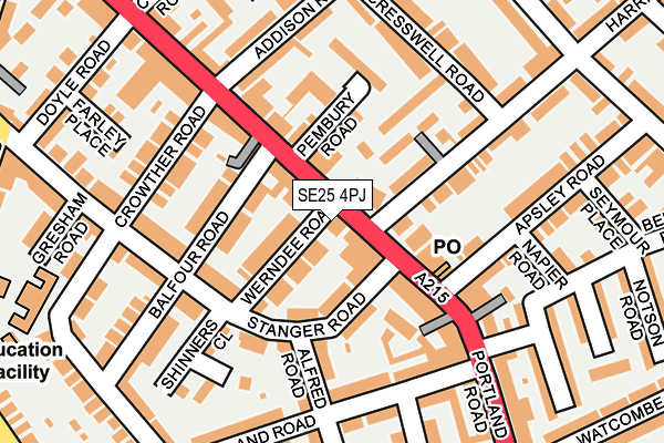 SE25 4PJ map - OS OpenMap – Local (Ordnance Survey)
